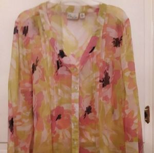 Kim Rogers colorful sheer blouse